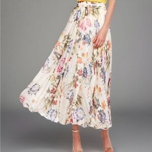 Boho Ethereal Maxi Skirt Chiffon Ivory Birds Flower Print S Fairycore Romantic